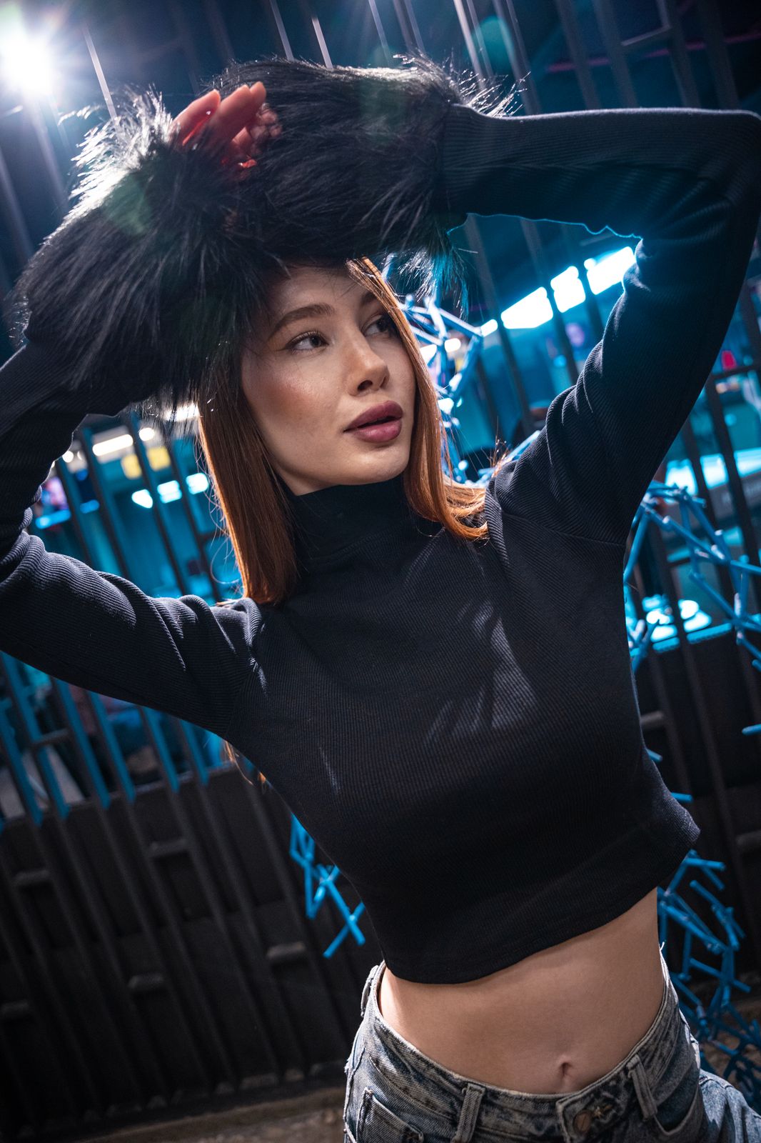 Black X Fur Top